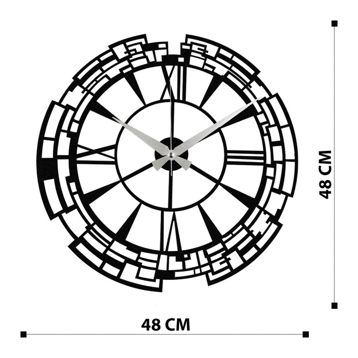Wallity Enzoclock - S016 Reloj de Pared Decorativo de Metal Negro
